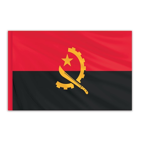 Angola Indoor Nylon Flag 4'x6' With Gold Fringe